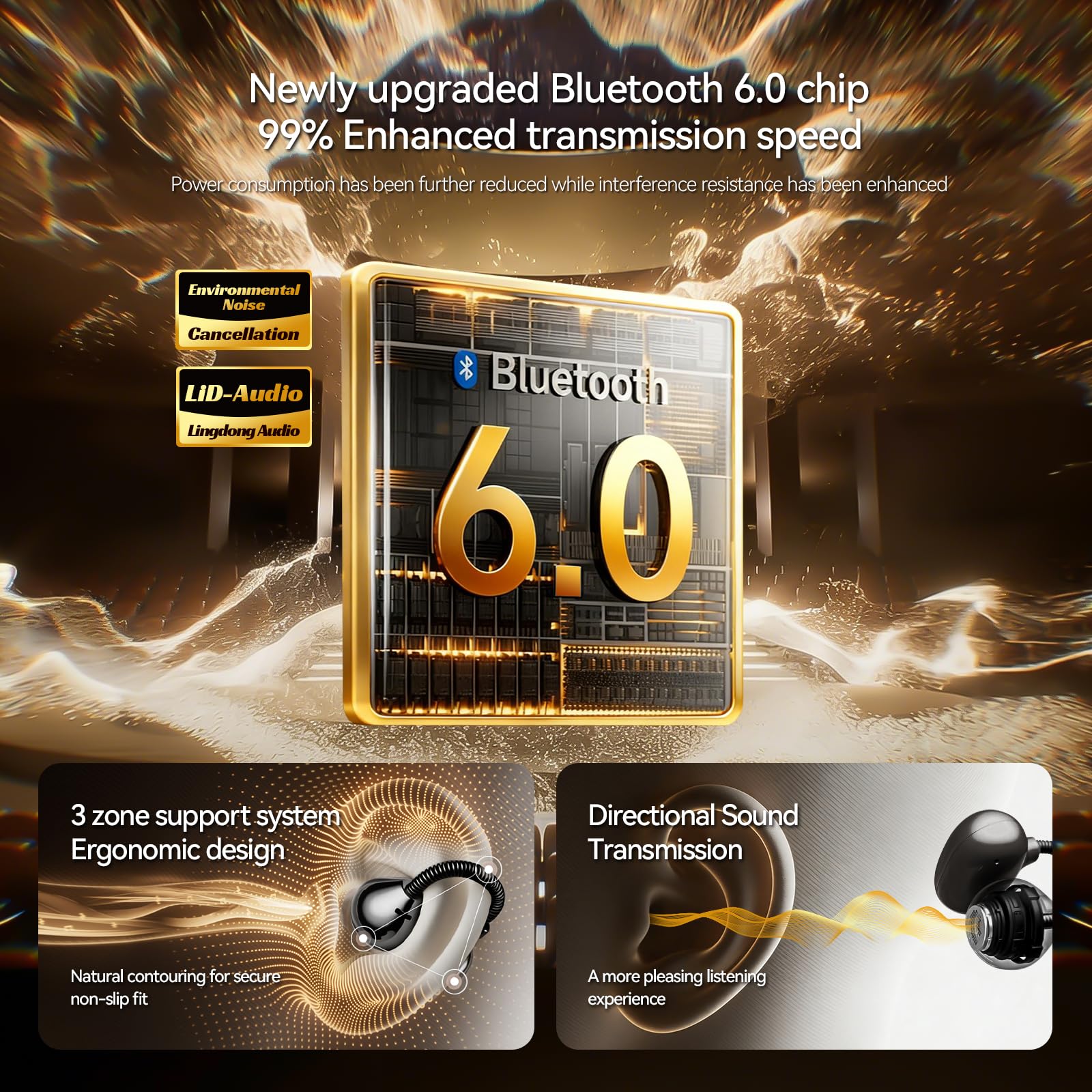 auvstar Auricolari Bluetooth open ear,Auricolari Conduzione Ossea,Cuffie Traduttore Istantaneo,Wireless Bluetooth 6.0,Durata Della Batteria di 25 ore,Supporta la Traduzione in 68 lingue (Nero)