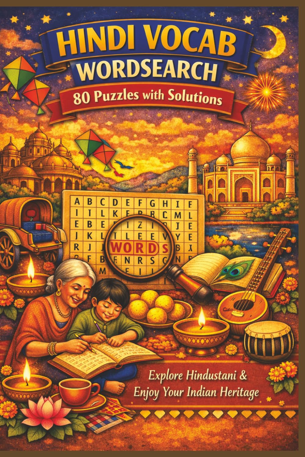 HINDI VOCAB WORDSEARCH 80 Puzzles with Solutions: Explore Hindustani & Enjoy Your Indian Heritage (Rohim's Indian Desi Puzzlers)