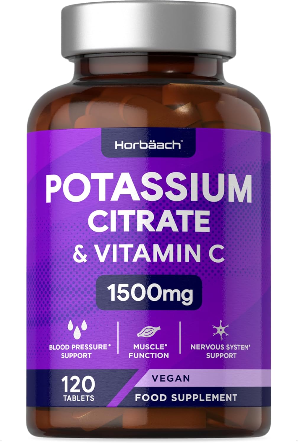 Potassium Citrate 1500mg with Vitamin C 120 Vegan Tablets Potassium