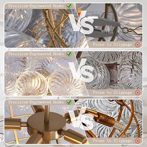 Miniatura 6 de Candelabros de cristal, lámpara de cristal de 15 pulgadas para comedor, 8 luces de techo modernas cromadas, montaje empotrado, 3 neumáticos, lámpara