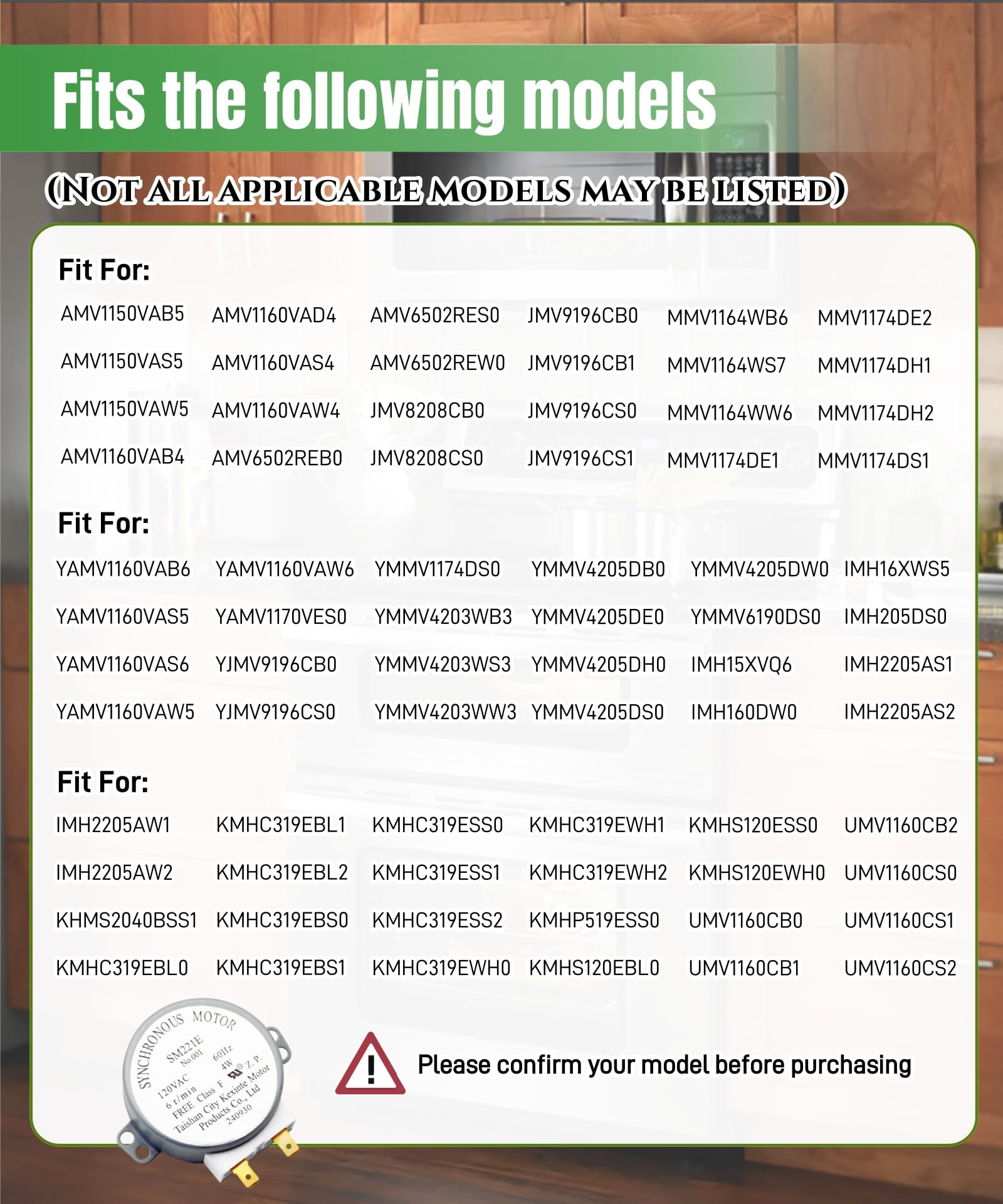 WPW10466420 SM221E Mikrowellen-Drehteller-Motor-Montage, passend für Whirlpool-Mikrowelle, ersetzt W10210848, W10243962, W10466420, AP6021861, PS11755189