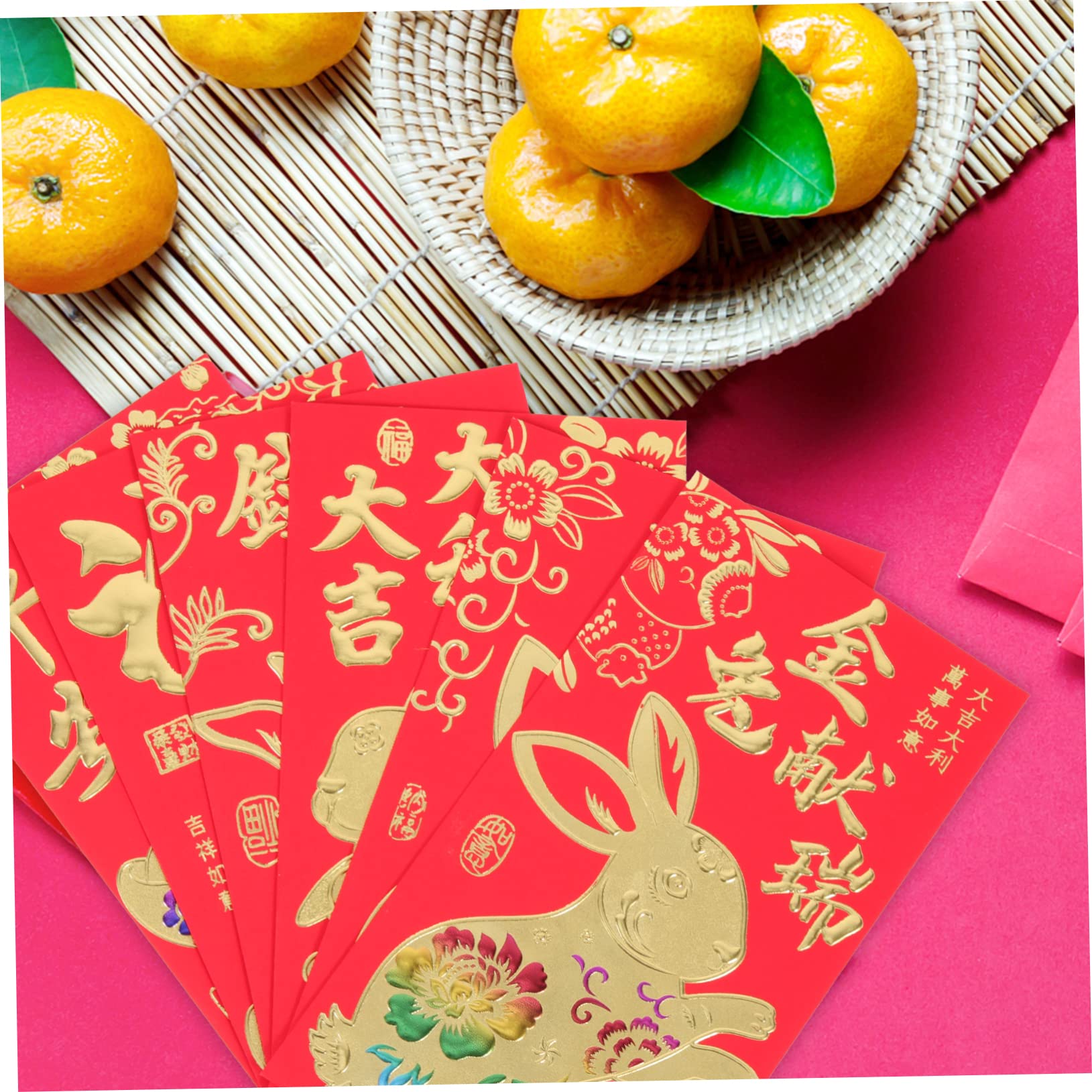 SEWACC 240 Piezas 2023 Año Del Conejo Paquetes Rojos Japoneses Sobres Rojos Chinos Asiáticos Sobre Rojo Del Año Del Conejo Paquetes De Conejito Rojo Ver Hongbao Papel