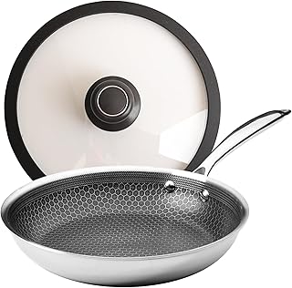 Black Cube Quick Release Fry Pan-Hybrid Cookware with Tempered Glass Lid, 9.5-Inch