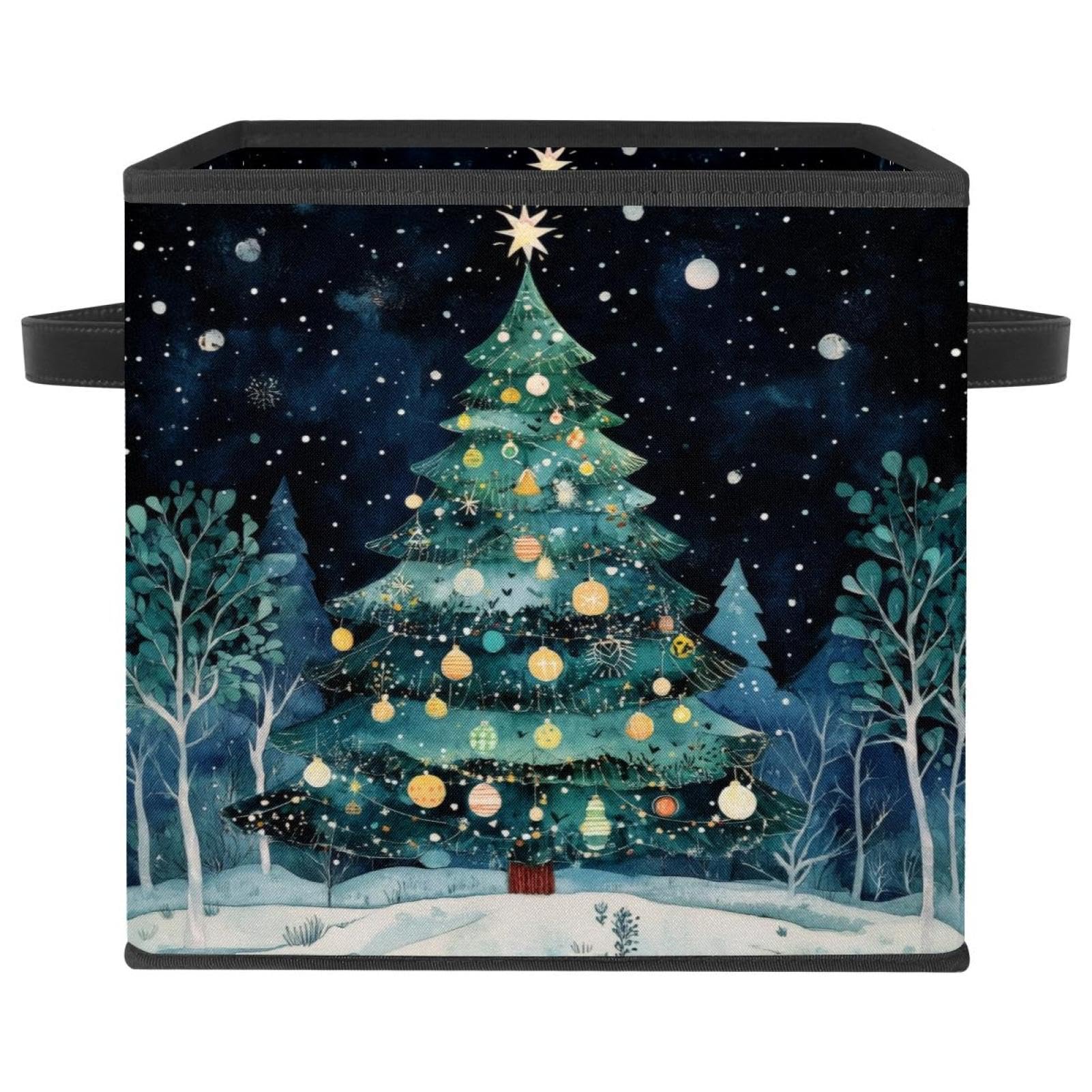 Boîte de rangement pour sapin de Noël en tissu Oxford 28cm cube pliable pour étagère
