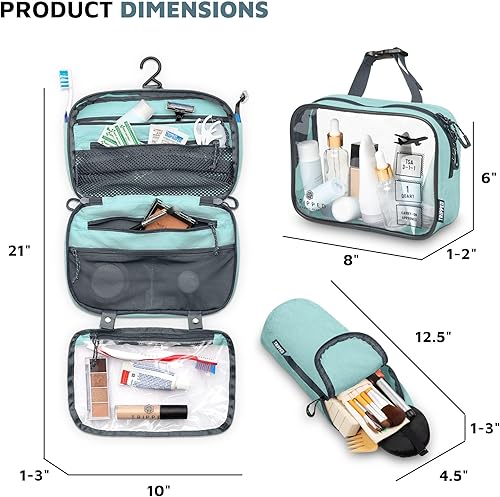 Vista 3 de Set de Neceser de Viaje: Bolsa de Aseo Colgante de Viaje + Bolsa de Líquidos Cosméticos TSA 311 + Bolsa Organizadora de Accesorios Ultraligera