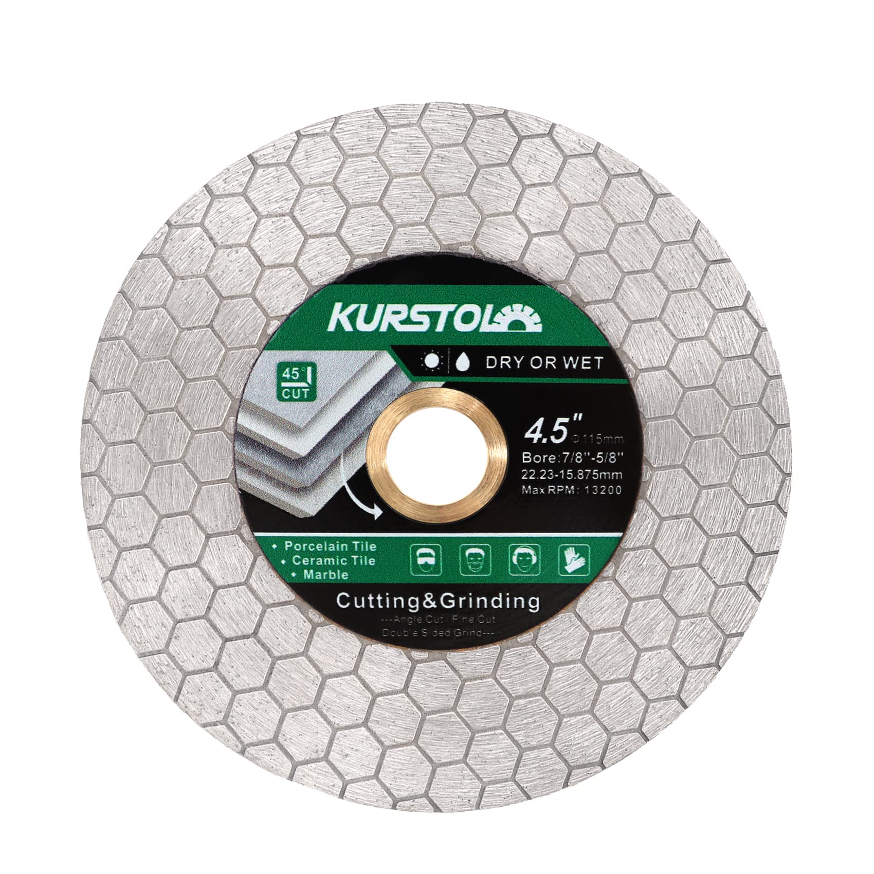 Tile Diamond Saw Blade - 4.5"/115mm Dual-Purpose Diamond Cutting Disc,Angel Grinder Blade Arbor 7/8"-5/8" for Cutting and Grinding Ceramic Tiles,Porcelain,Granite,Marble