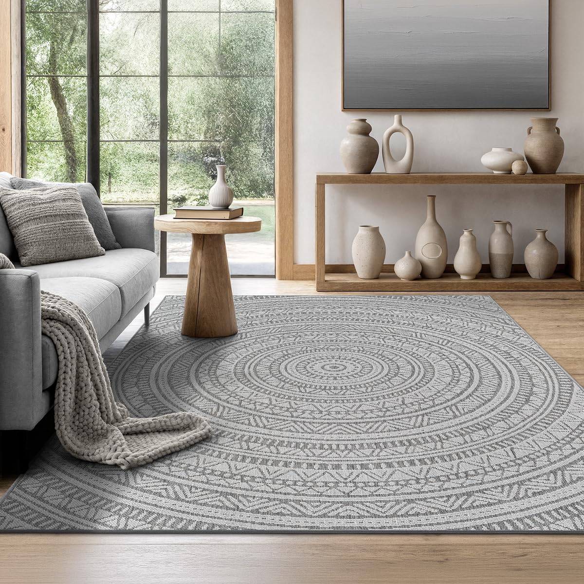 the carpet Mistra โ durable and modern rug, robust and easy to maintain, suitable for indoor and outdoor use, living room, ideal for kitchen, hallway and conservatory, Anthracite, 80 x 200 cm cm โ image 1