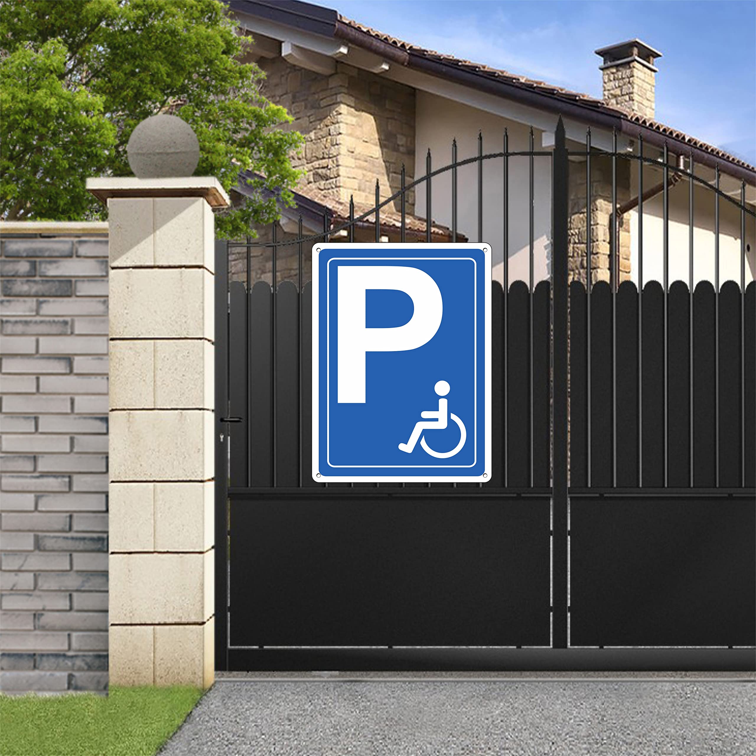 Panneau PARKING Flèche Gauche Aluminium 3mm - 20x30cm - Micro-Perforé Pour Fixation - Usage Extérieur/Intérieur