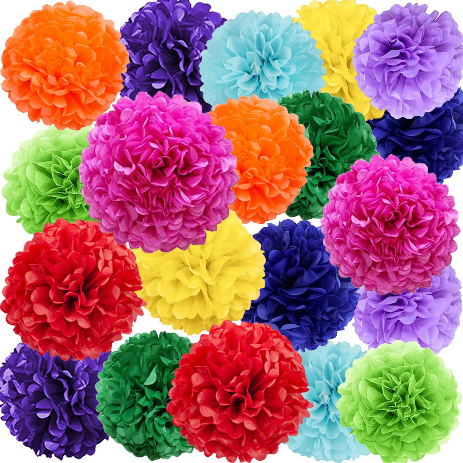 Photo 1 of We Moment Colorful Tissue Paper Flowers Decorations for Birthday Mexican Party Party Decor Ceiling Wall Hanging Tissue Pom Poms 20pcs