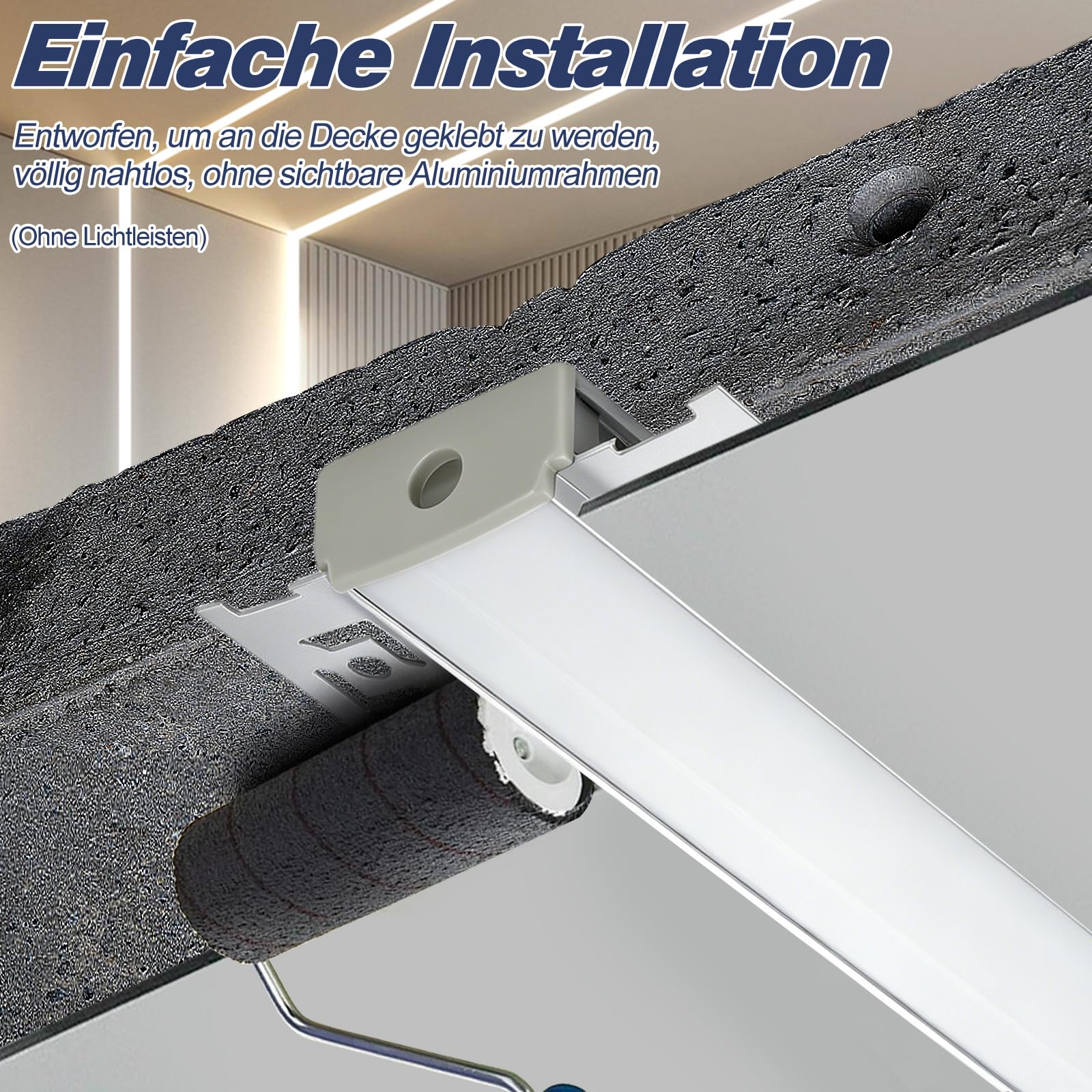 Profilo LED per cartongesso, 12/20 x 1 m (12/20 m), profilo in alluminio per strisce LED fino a 20 mm di larghezza, profilo in alluminio, binario da incasso e diffusore per illuminazione