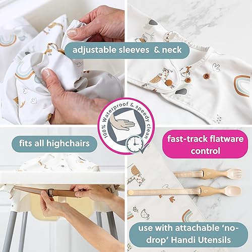 Miniatura 13 de BIBaDO - Long Sleeve Baby Bibs - Babies & Toddlers 6-36 Months - Coverall Baby Led Weaning Bib - Easy Wipe, Soft & Waterproof Conejitos