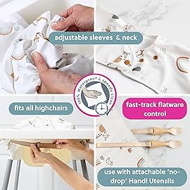 BIBaDO - Long Sleeve Baby Bibs - Babies & Toddlers 6-36 Months - Coverall Baby Led Weaning Bib - Easy Wipe, Soft & Waterproof