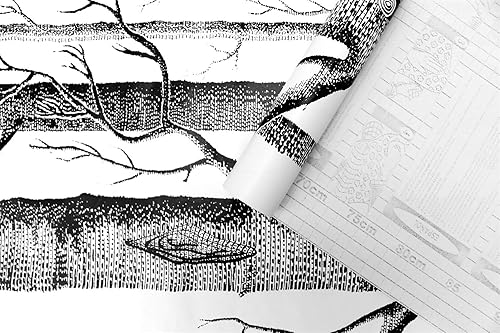 Miniatura 5 de MJ-SKY Papel tapiz extraíble de abedul para despegar y pegar, color blanco y negro, autoadhesivo, impermeable y a prueba de aceite, madera de 17.7 x