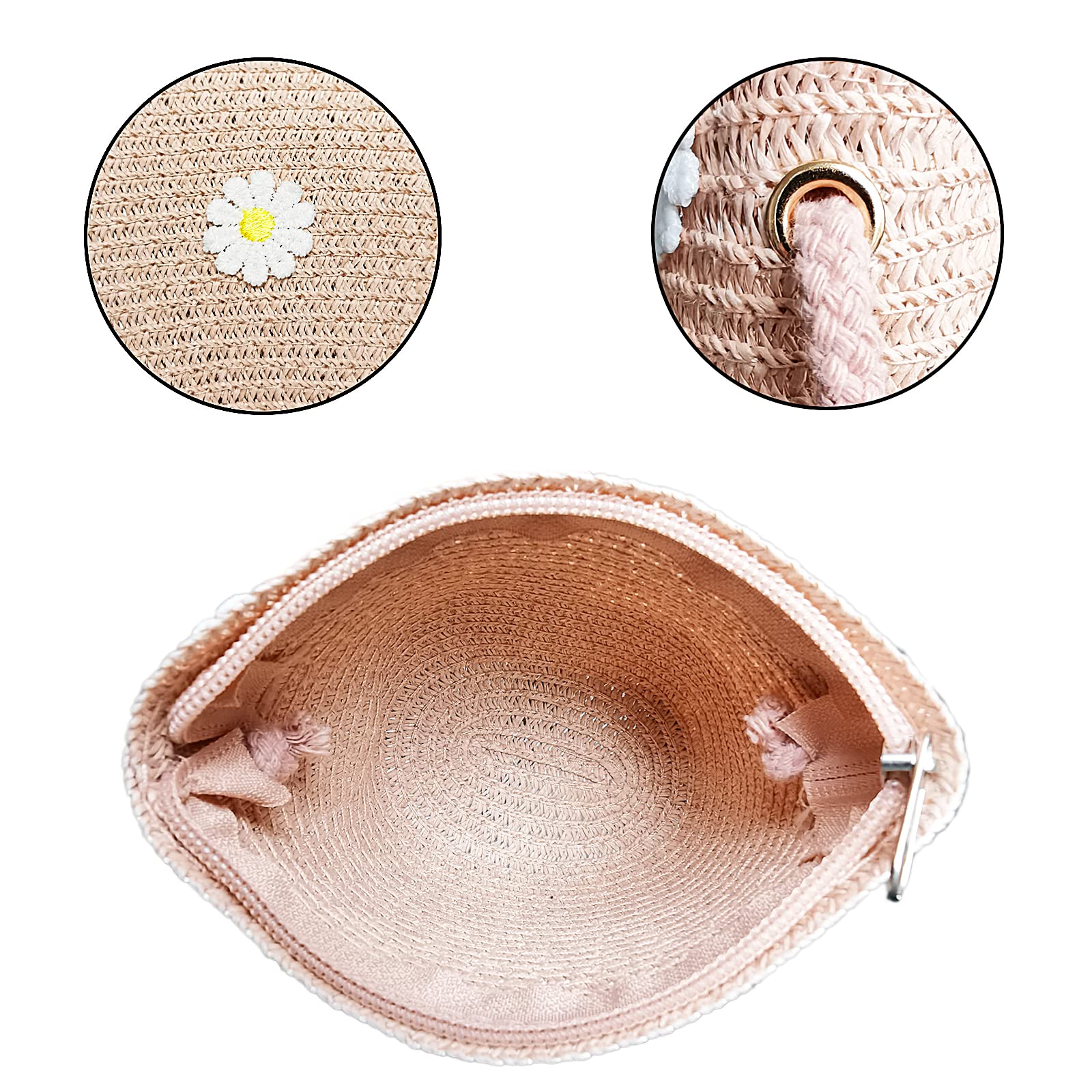 Chapeau avec Sac, Chapeau Plage, Chapeau Bord Large, pour Femmes, Filles, L'été, Plage, Voyages