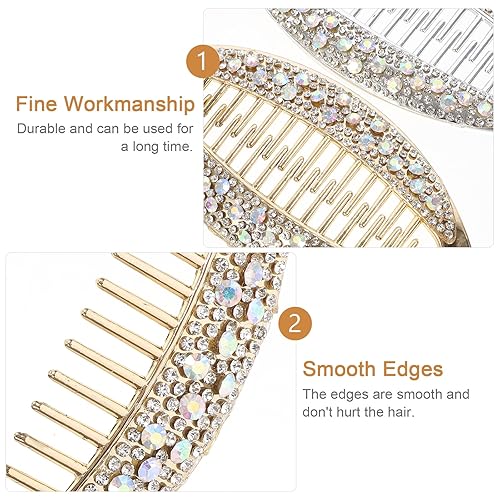 Miniatura 8 de OSALADI 4 clips de plátano para el cabello clips de plátano de cristal clips de plátano con diamantes de imitación para mujeres y niñas