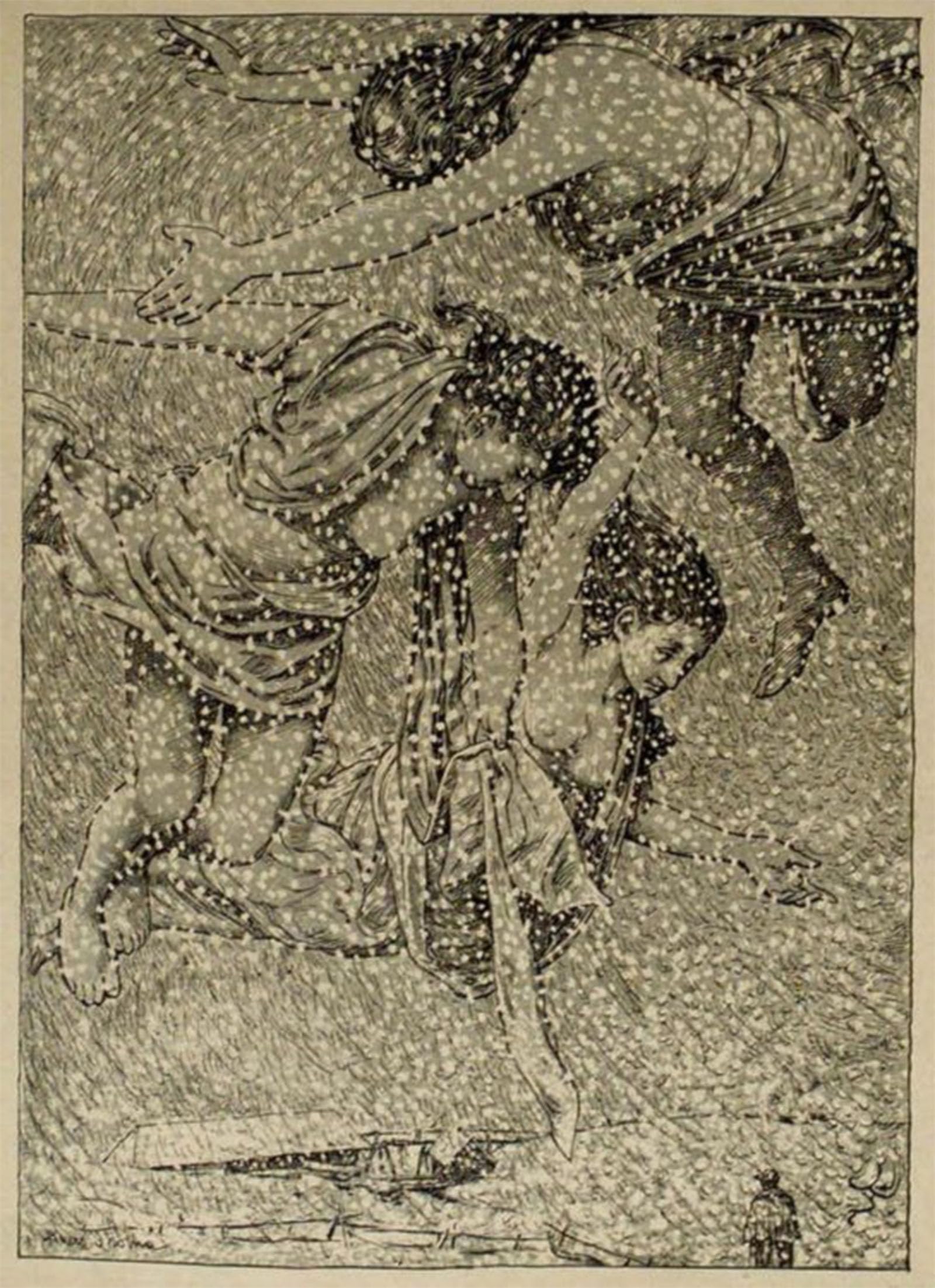 SERENDIPITP Vintage Picture Print on Canvas Wall Art Poster Snow Angels Hans Thoma Artwork Print Poster for Wall Decor 60x90cm