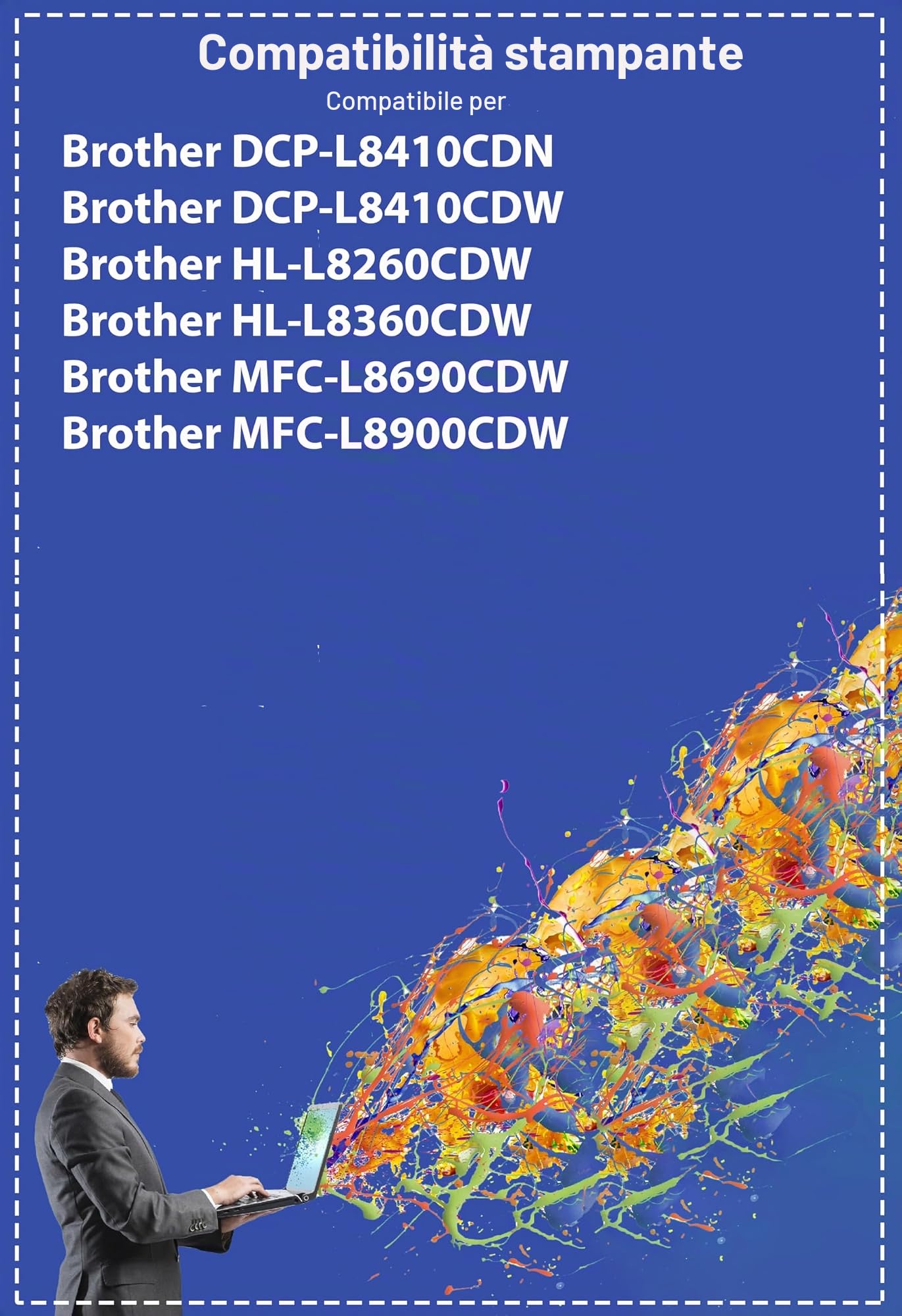 TN423 TN421 XL compatibile con toner Brother TN-423 TN-423BK TN-421 MFC-L8690CDW MFC L8900CDW DCP-L8410CDW MFC-L8900CDW HL-L8260CDW HL-L8360CDW TN-423cmyk nero, magenta, giallo, ciano, confezione da 4