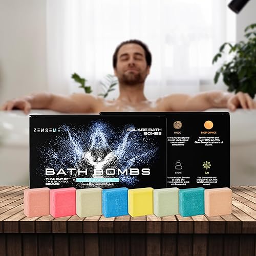Miniatura 3 de Bombas de baño para hombres, juego de 8 bombas de baño naturales perfumadas orgánicas hechas a mano de 2.5 onzas con aceites esenciales naturales,
