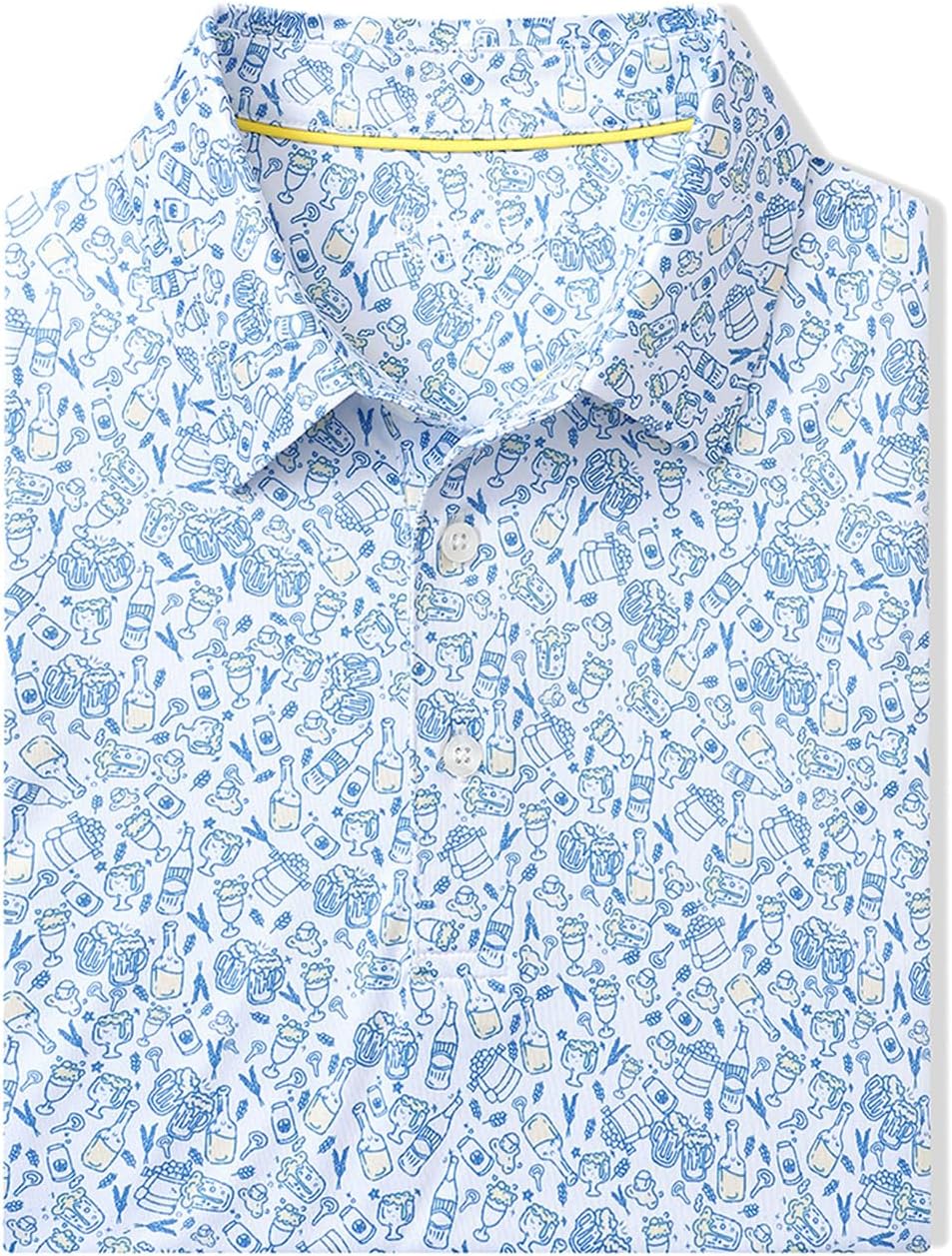 Men' s Golf Shirts Short Sleeve Print Performance Moisture Wicking Dry Fit Golf Polo Shirts for Men