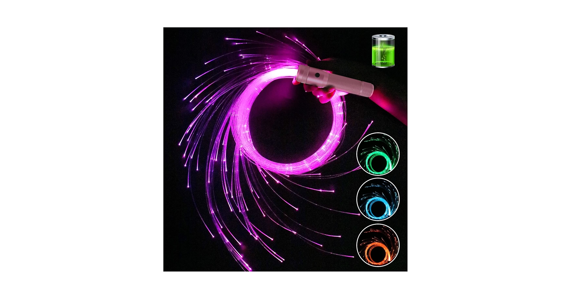 Amazon.com: AMKI 6ft Rechargeable LED Fiber Optic Whip, 360