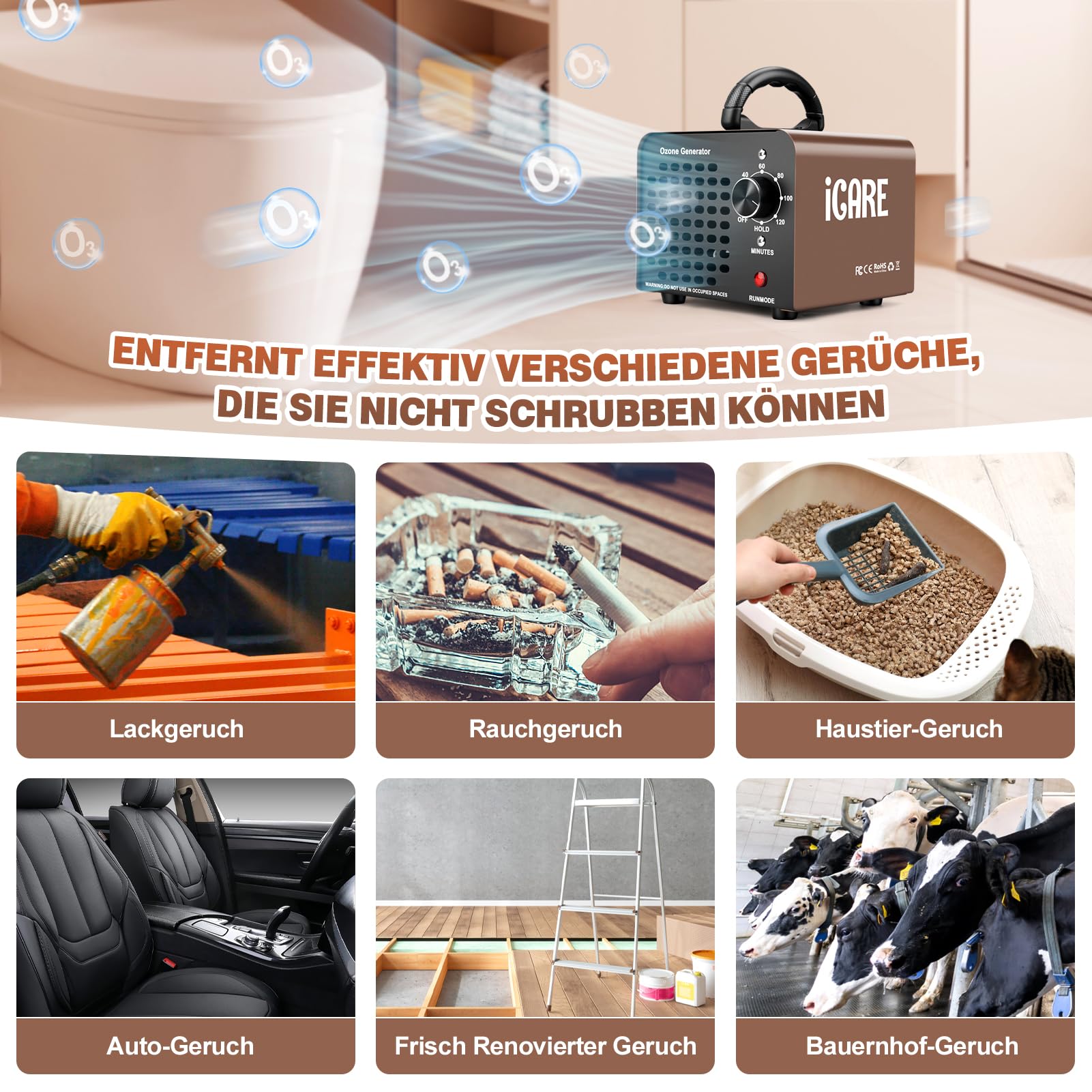 Ozongenerator 60,000mg/h Industrieller Ozongerät O3 Ozon Luftreiniger
