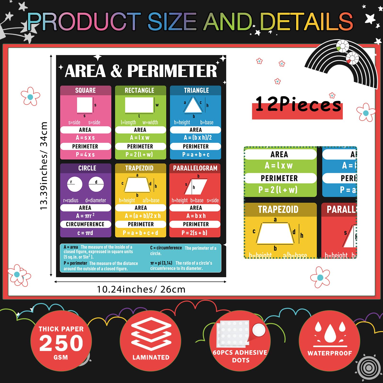 Transparent Math Posters Snapklik.com : Sinload 12 Pcs Educational Math Posters Invisible ...