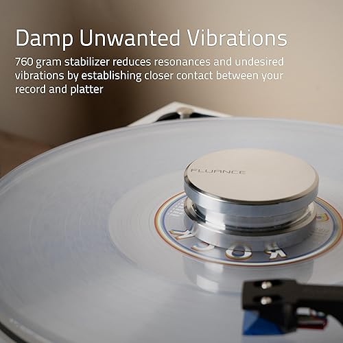 Miniatura 2 de Fluance Estabilizador de peso de disco de vinilo HiFi de alta masa de 26.81 oz de acero LP accesorio para tocadiscos con almohadilla protectora de
