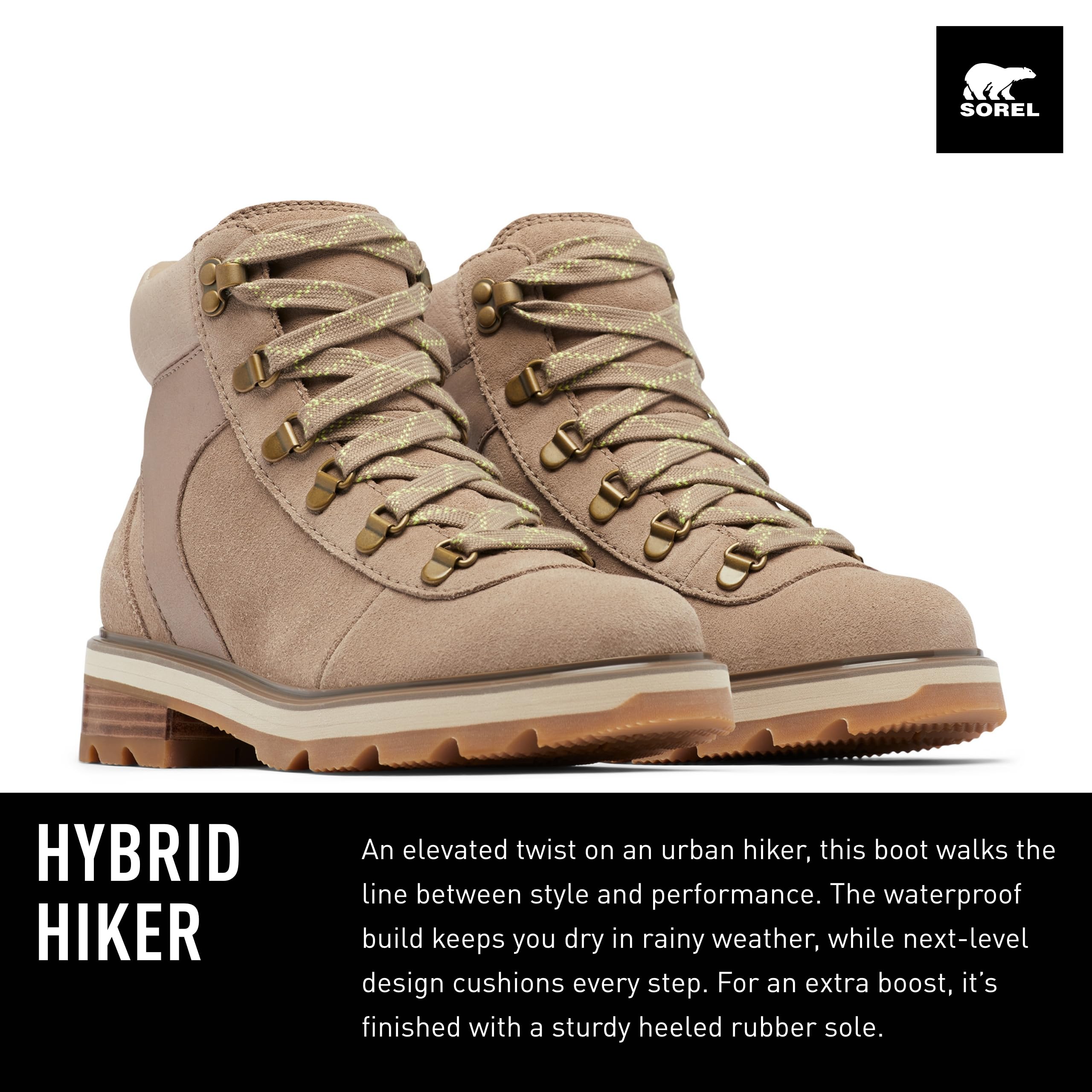 Sorel Women's Lennox Hiker Waterproof Boots - Omega Taupe, Gum 2 - Size 9.5