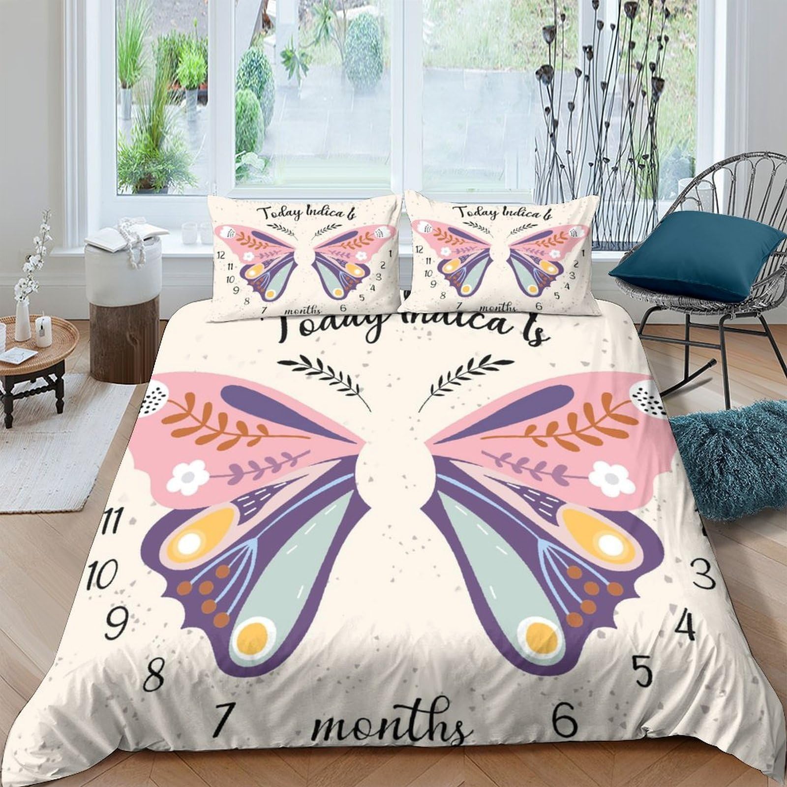 Ctjqhvkz Style-10 3D Printed Butterfly Fitted Sheet Microfiber Soft Pastel Floral Bed Cover For Bedroom Guest Room Mattress Protection Decor Single（135X200cm）
