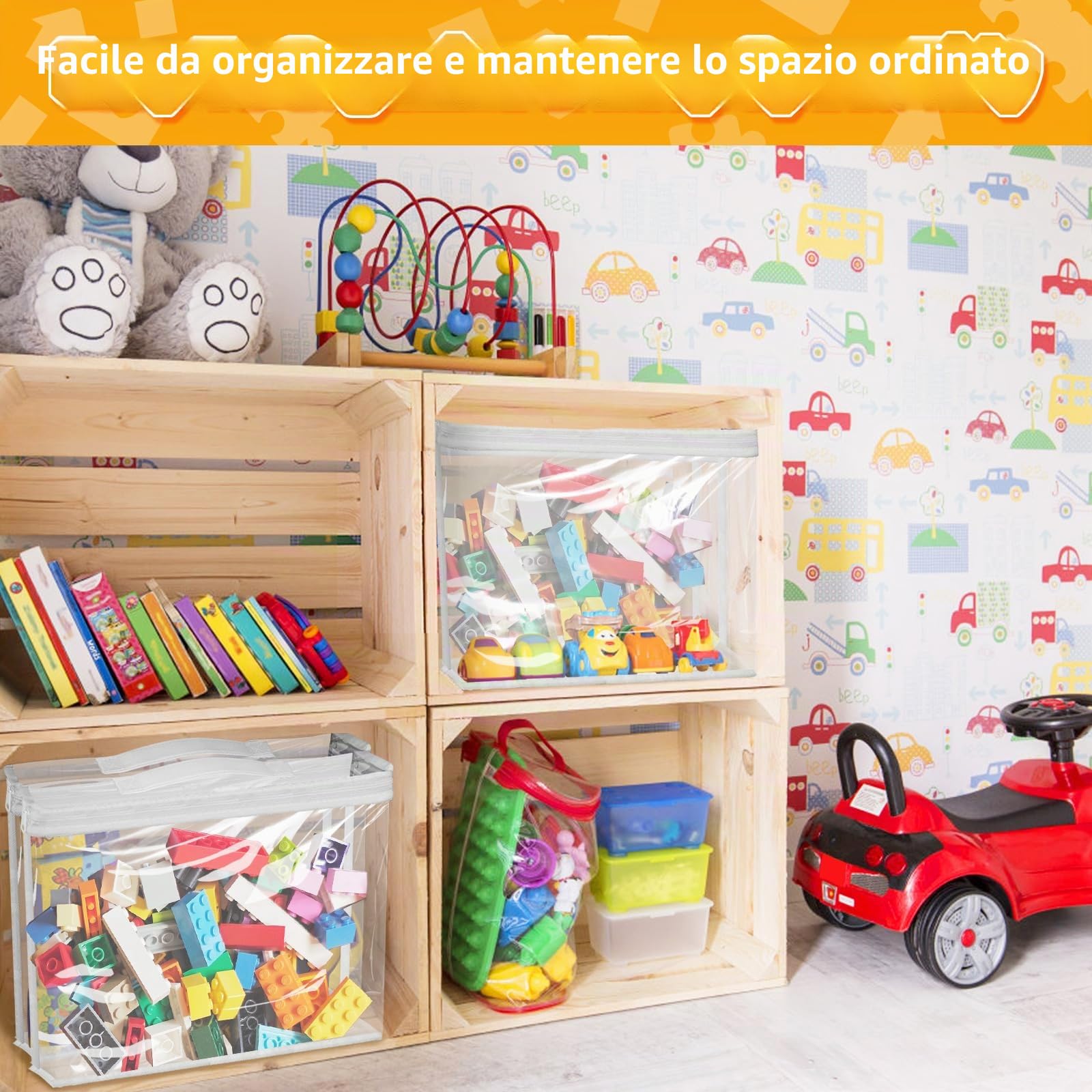 10 sacchetti grandi in PVC con cerniera, 33 x 31 x 8 cm, impermeabili e riutilizzabili