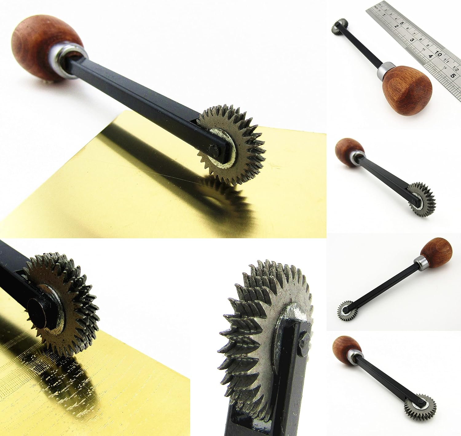 6pcs Printmaking Woodcut Copperplate Resin Board Engrave Etching Print Leathercraft Embossing Carve Roulette Wheel Tool Set
