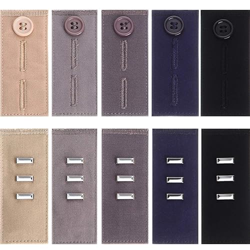 TOODOO 10 extensores de cintura, con botón elástico, extensor de cintura, pantalones de gancho para hombres y mujeres, pantalones de mezclilla, 2