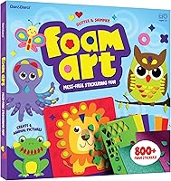Dan&Darci Glitter Foam Sticker Art Kit for Kids 3-5 - 800+ Stickers, 6 Animal Boards - Easter Birthday Toddler Craft Gift