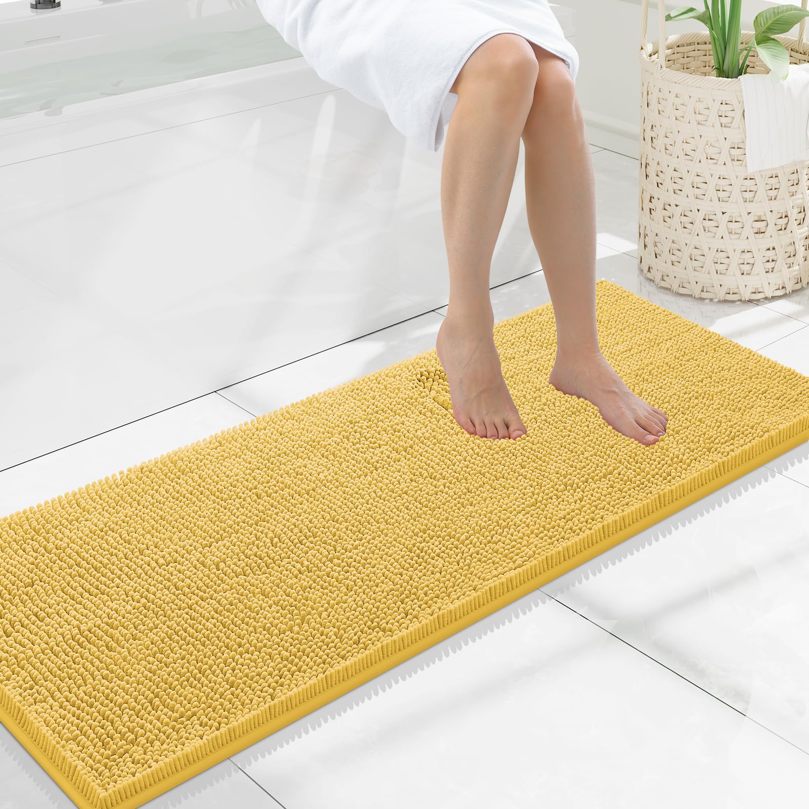 Smiry Bathroom Rugs 47X17, Luxury Chenille Extra Soft Absorbent Bath Mat