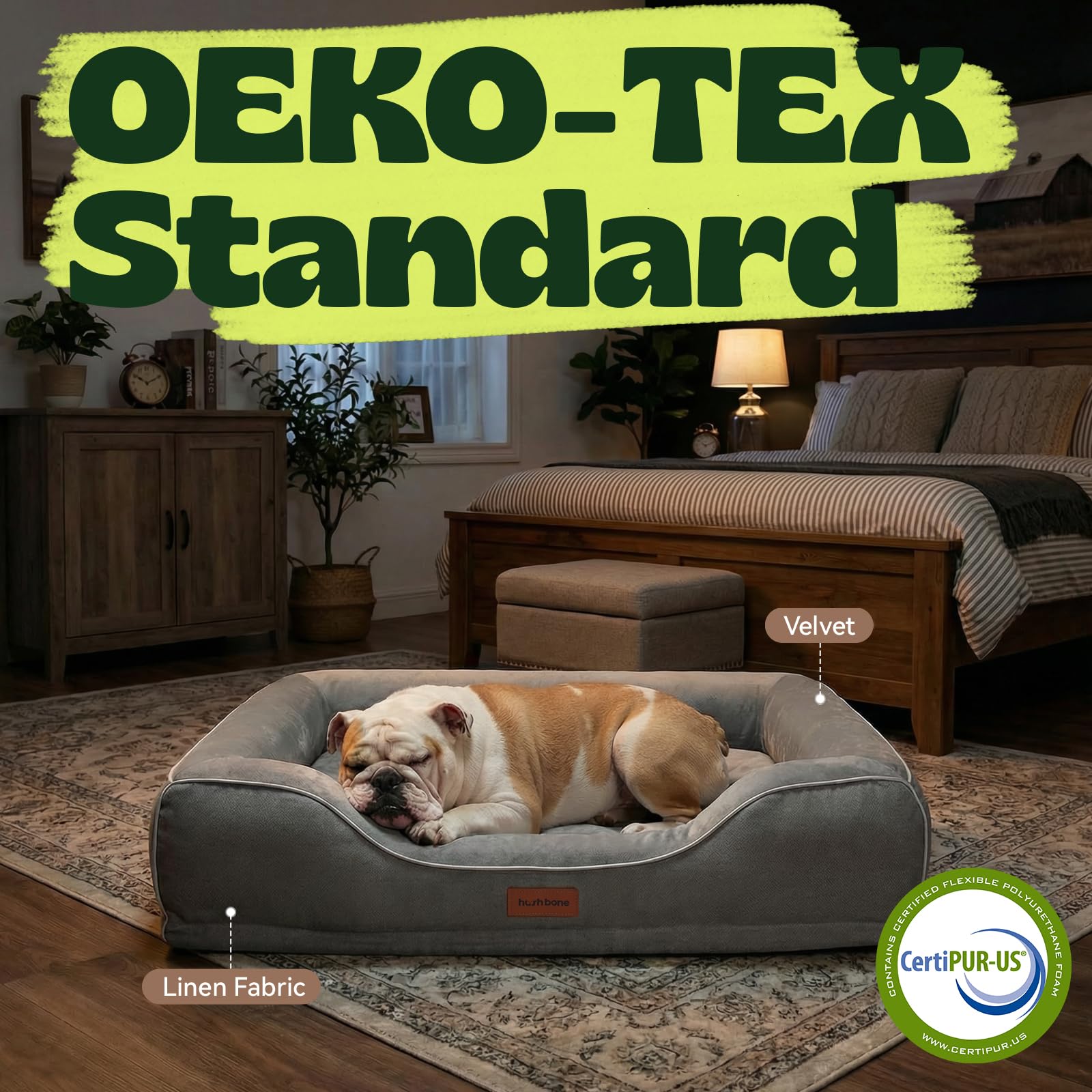 Orthopedic Cooling Dog Bed for Medium Large Dogs,Rectangle Sofa Bed with Cool Gel Memory Foam & Egg Crate Foam,Waterproof Removable Washable Cover, Ideal for Senior Pets,Grey - image 6