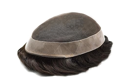 Miniatura 2 de Toupee de cabello humano para hombre, con base de encaje suizo, sistema de reemplazo de cabello, piezas de cabello, sistema de cabello de encaje