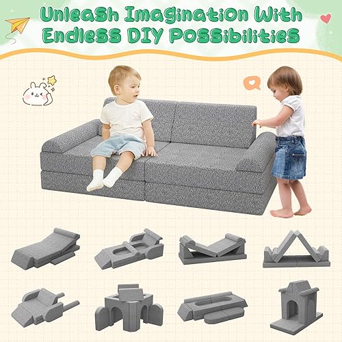 Miniatura 4 de Sofá modular para niños con fundas lavables, sofá de espuma para juegos creativos, escalada y descanso, sofá convertible para niños, muebles de