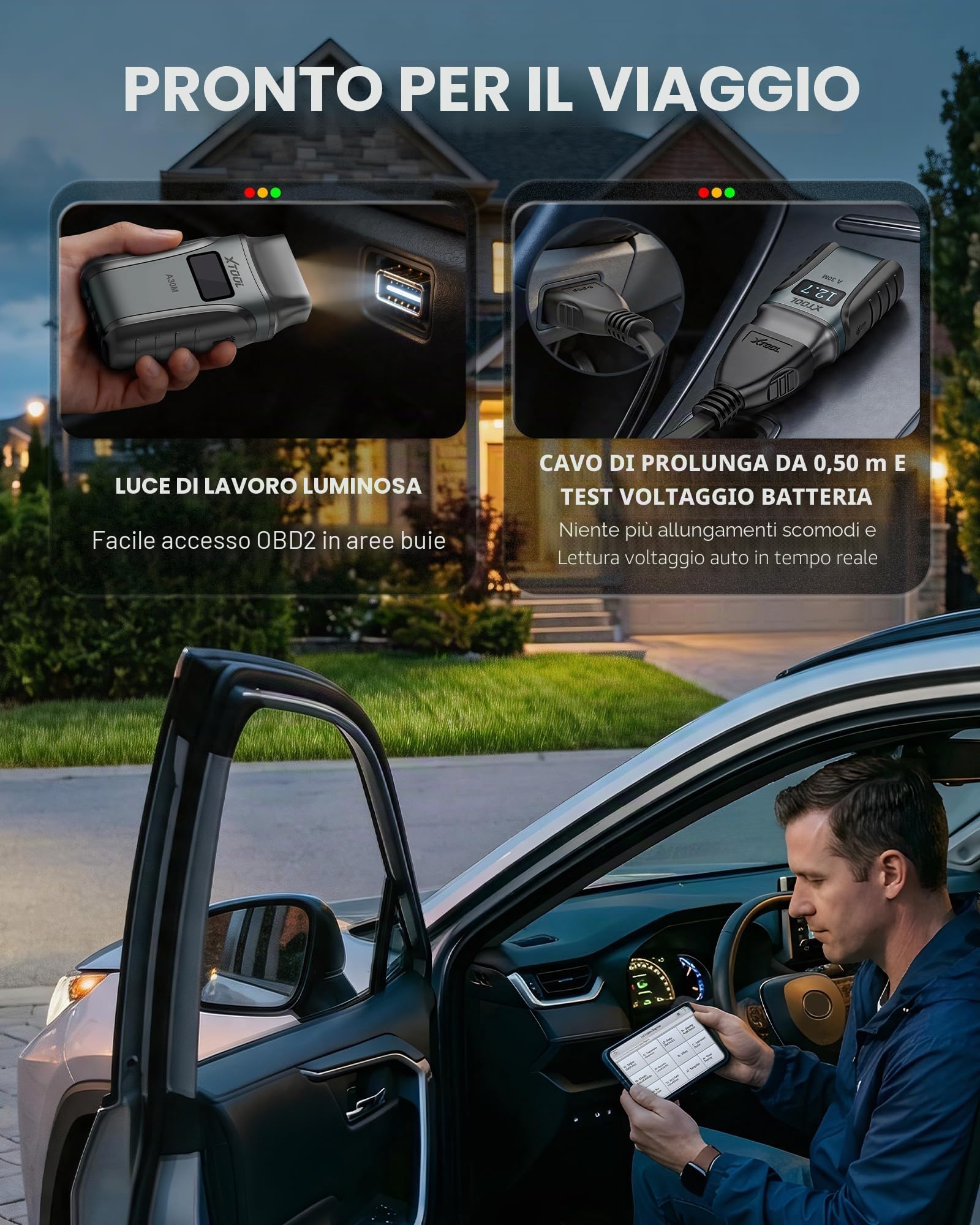 XTOOL Anyscan A30M Kit Scanner OBD2, Strumento Diagnostico Bluetooth OBD2 con Aggiornamenti Gratuiti, 26 Reset, Dati in Tempo Reale, Strumento Diagnostico Auto Bidirezionale per Tutti i Sistemi per