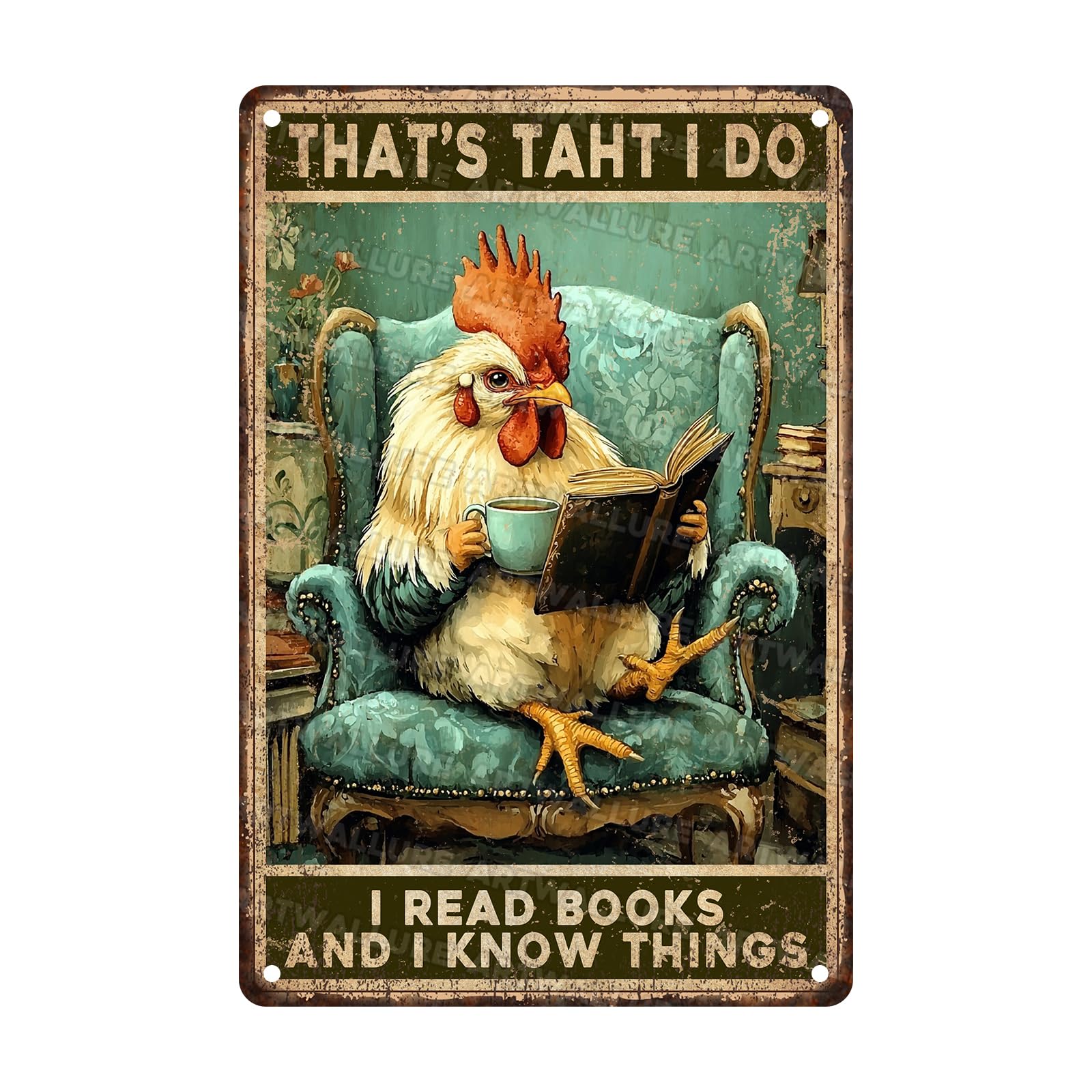 Anceky Hicken I Read Books And I Know Thing Signs Funny Metal Tin Sign Wall Decor for Home Garage Window Garden Yard 12×8 Inch
