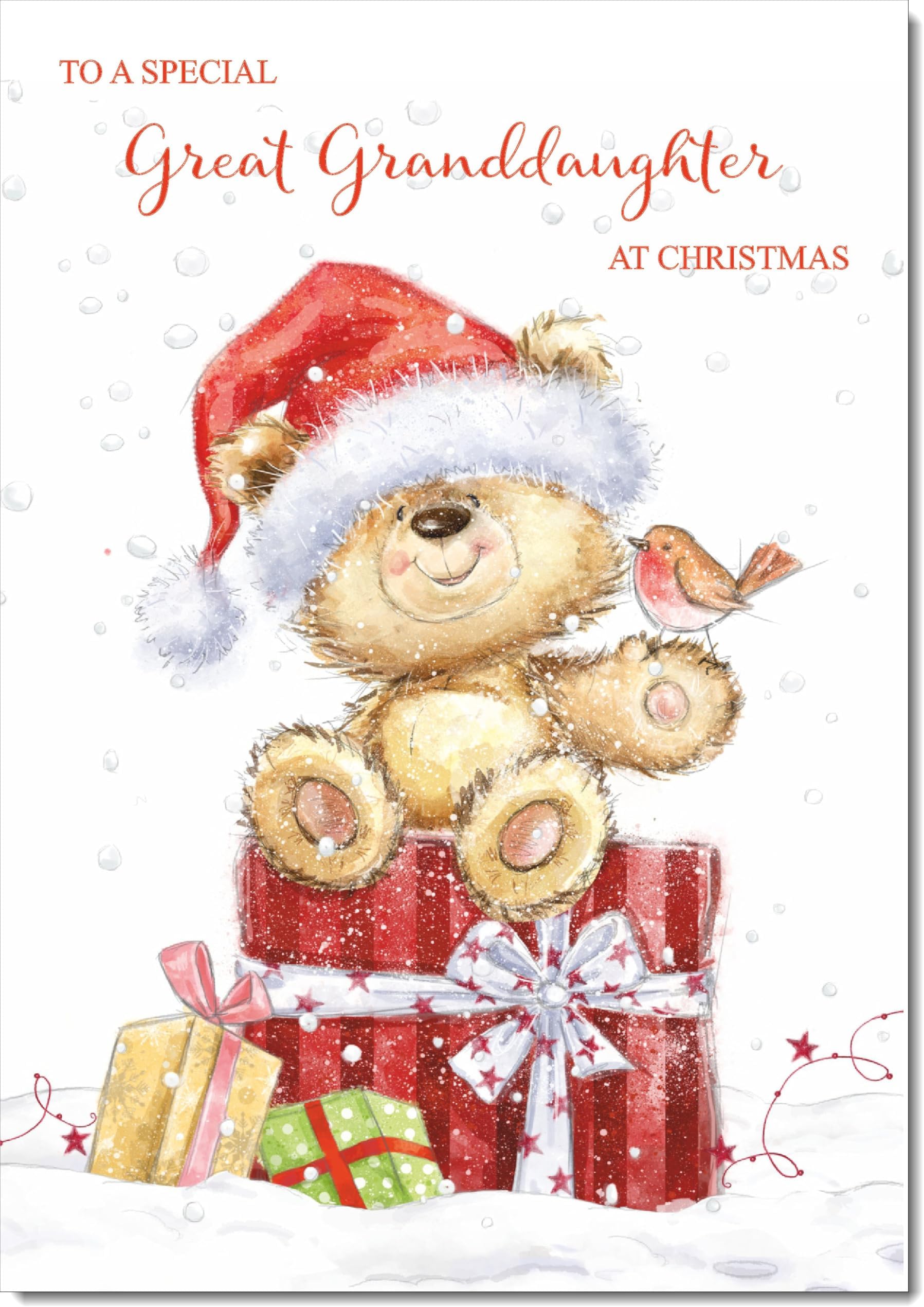 Great Granddaughters 1st Christmas Card Cute Bears With Stocking