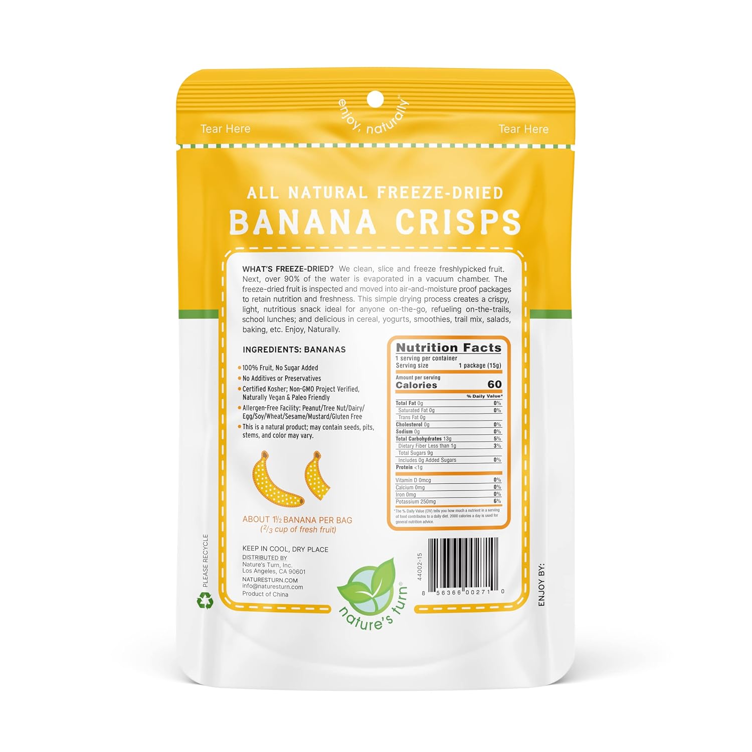 Nature's Turn Freeze-Dried Fruit Snacks, Strawberry and Banana Crisps, Pack of 24 (0.53 oz Each)