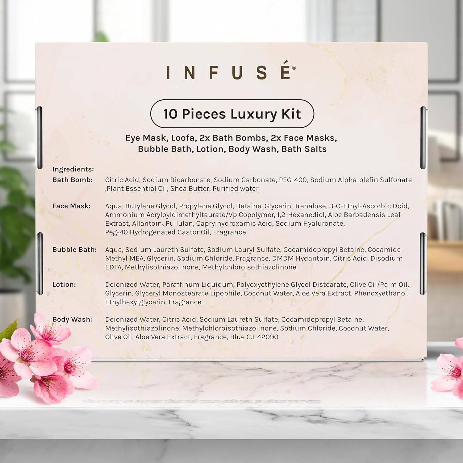 10-Piece Spa Gift Box for Women | Self-Care Set with Eye Mask, Loofa,Bath Bombs,Face Masks,Bubble Bath, Lotion, Body Wash & Bath Salt | Gift for Mom, Grandma, Wife, Bridesmaid or Loved Ones - Image 9