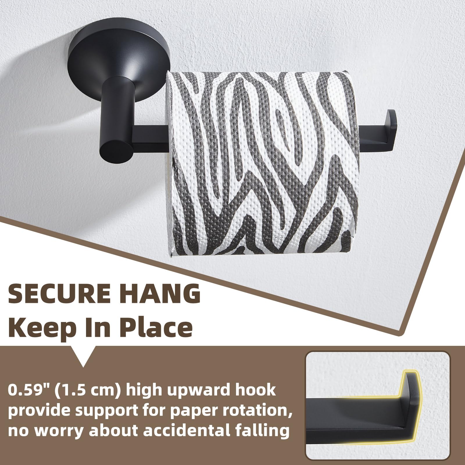 APLusee Matte Black Toilet Paper Holder for Restroom, 304 Stainless Steel — Amazon image 4