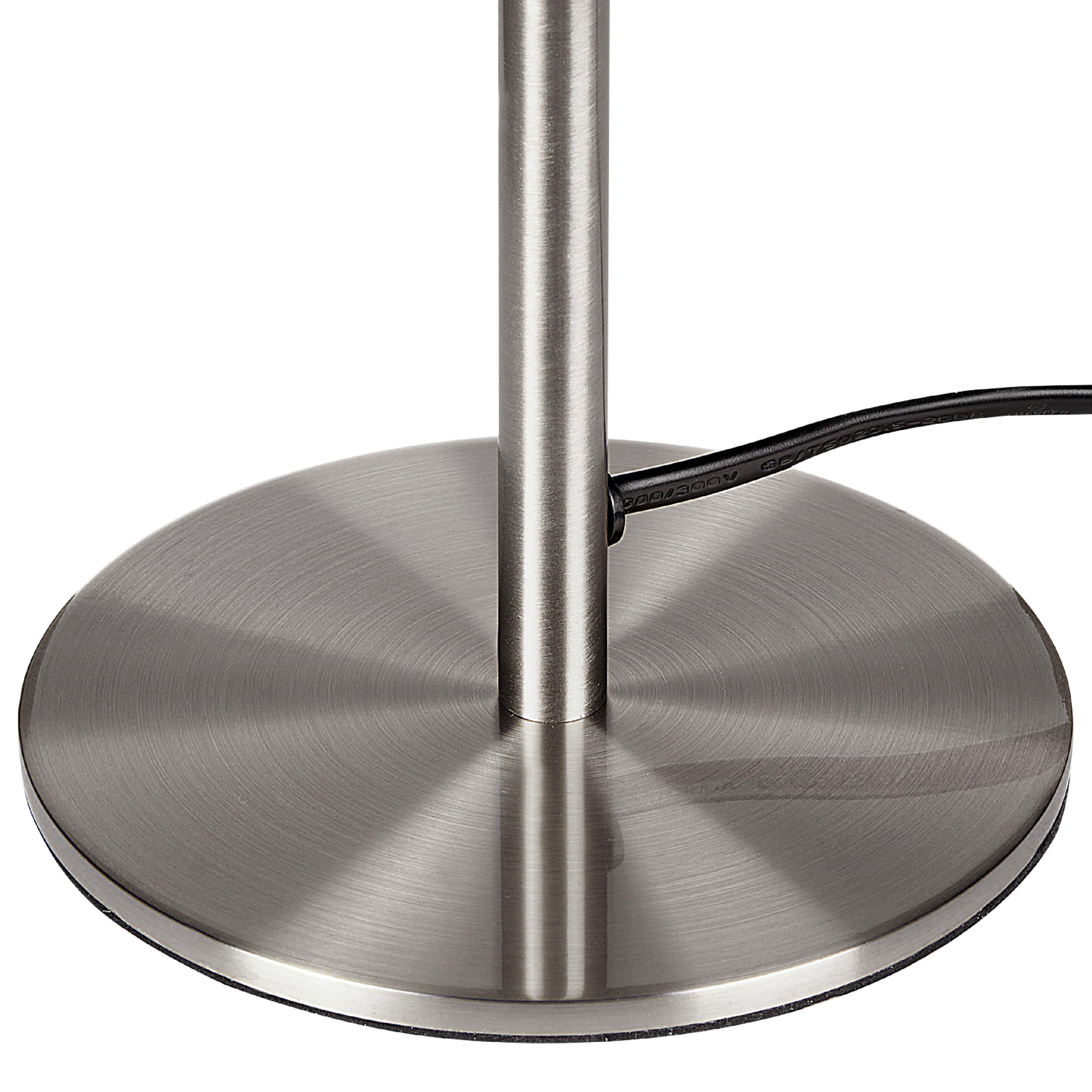 Beliani Minimalistische Tischleuchte mit Zugschalter Lampenschirm aus Glas mit Metallsockel Silber Moruga