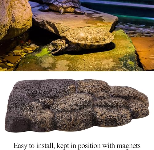 Miniatura 2 de HEEPDD Plataforma de tortuga, tortuga flotante de simulación de tortuga flotante de corteza de resina, rocas de hábitat con imán para decoración de
