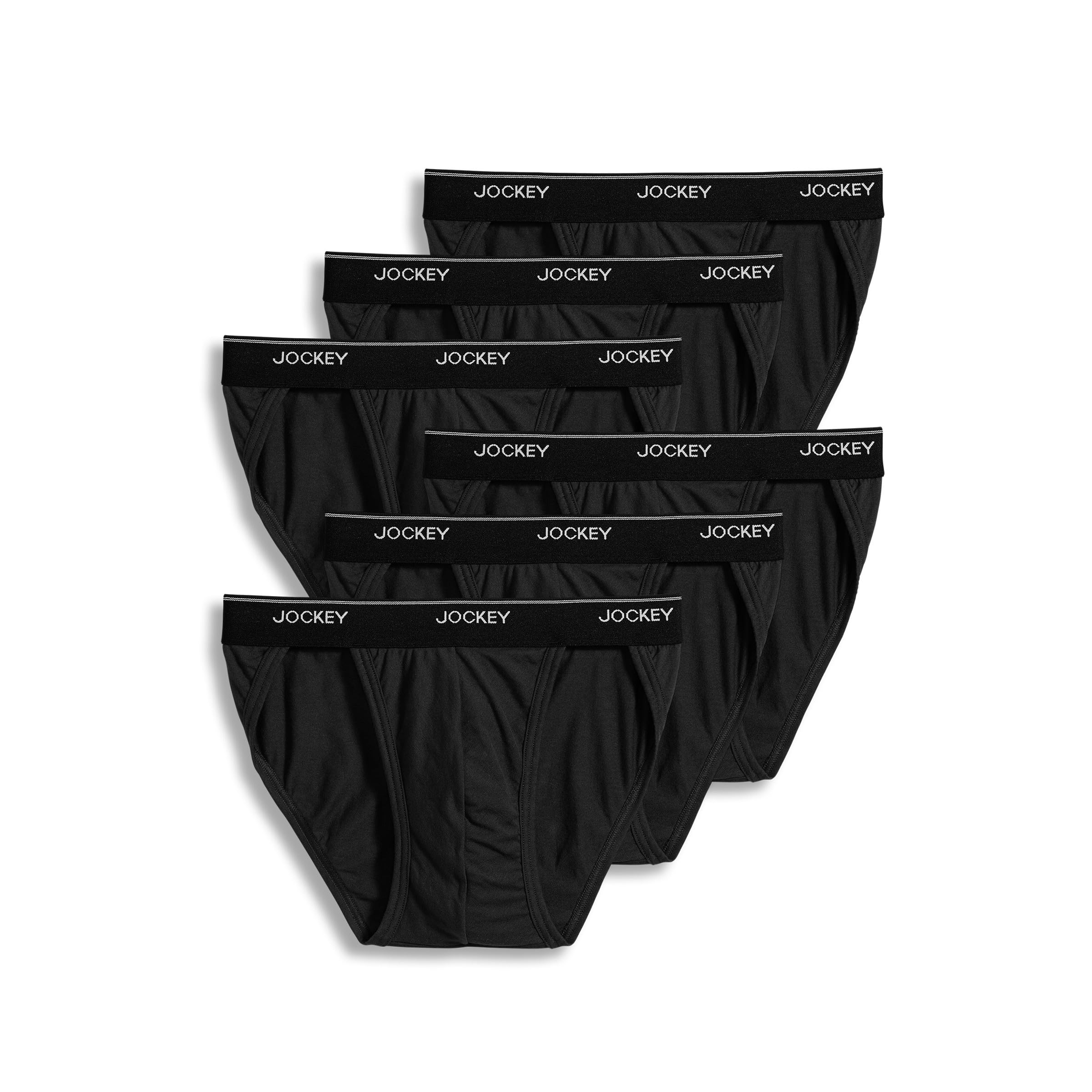 Jockey Men's Black Underwear Elance String Bikini - 6 Pack