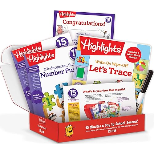 Highlights Kindergarten Learning Subscription Box | Puzzle-Based Activities for School Success | Reinforce Learning at Home in 15 Minutes a Day