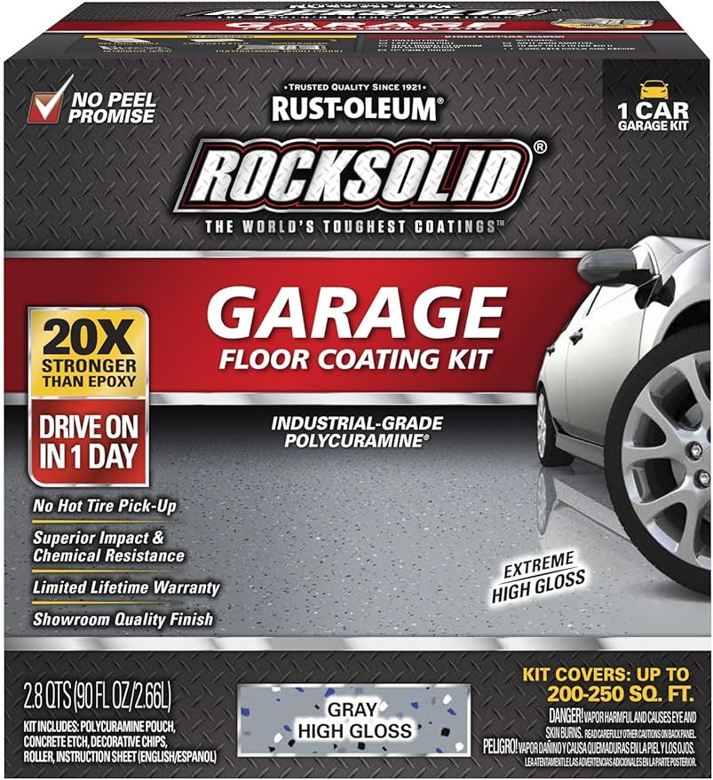 RustOleum 60003 Rocksolid Polycuramine Garage Floor Coating, 1 Car Kit