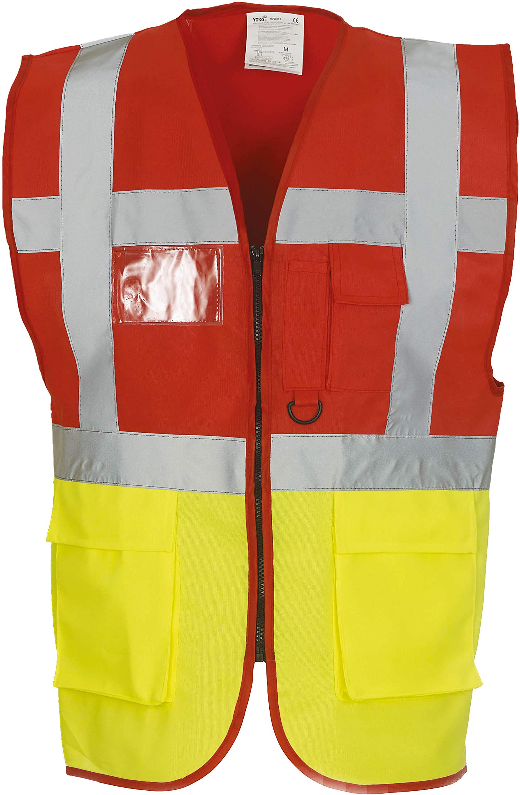 Yoko Men's Yk002/Hvw801 Multi-Functional Executive Hi-Vis Waistcoat - Red/Yellow, 2X-Large