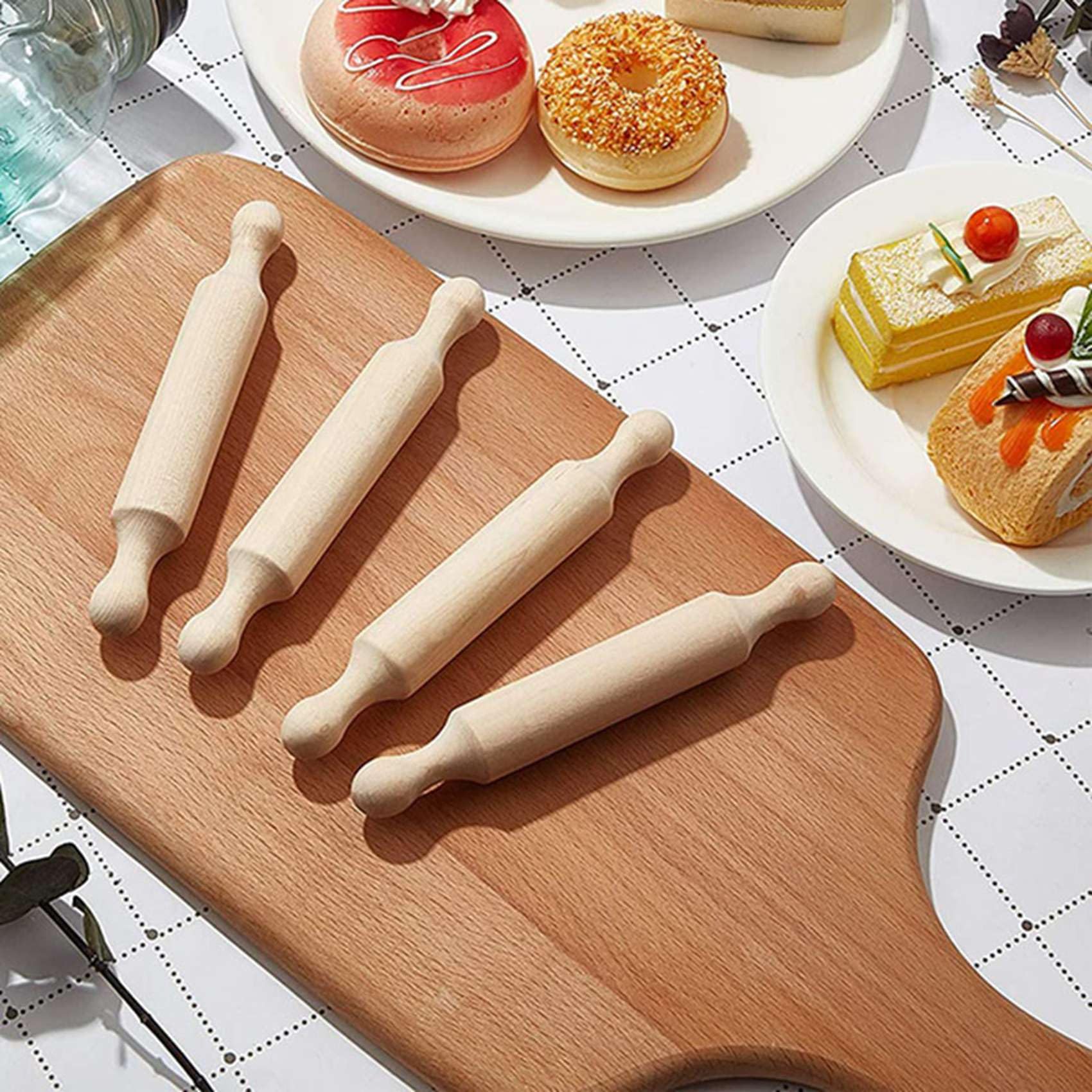 100X Mini Rodillo de Madera de 6 Pulgadas de para Hornear Cocina Rodillo Pequeño Rodillo de Masa de Madera para Niños Pasta de Fondant